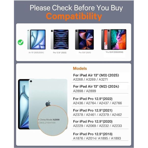 CHESONA iPad Air 13"/Pro 12.9" Magic Case w/Wireless Backlit Keyboard & Trackpad - Picture 6 of 12